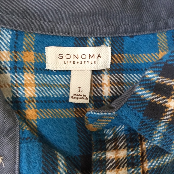 Teal and gold flannel - size L - Picture 2 of 4